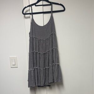 Chic Black and White Checkered Mini Dress